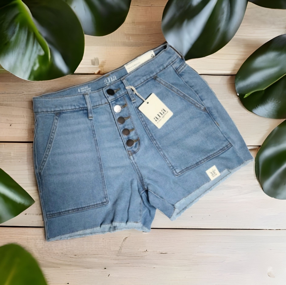 a.n.a. midrise button up denim shorts
